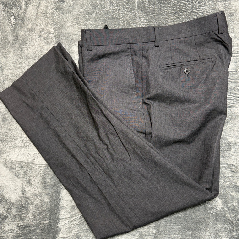 Pronto Uomo Dress Pants Mens 36‎ Charcoal Gray 100% Wool Trousers